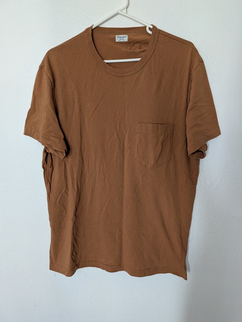 Homespun Knitwear Pocket T Shirt Size Large Light Brown Tee Pre Owned